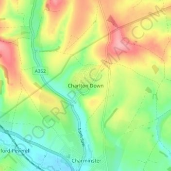 Charlton Down topographic map, elevation, terrain