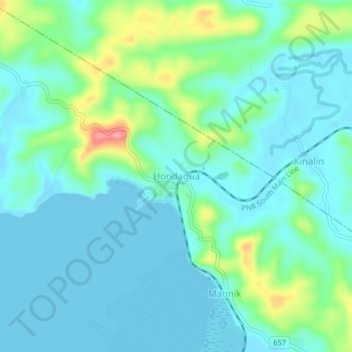 Hondagua topographic map, elevation, terrain
