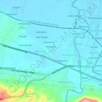 Gringsing topographic map, elevation, terrain