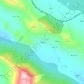 Nuga topographic map, elevation, terrain