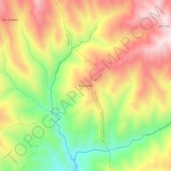 El Castillo topographic map, elevation, terrain