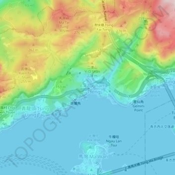 Sham Tseng Village topographic map, elevation, terrain