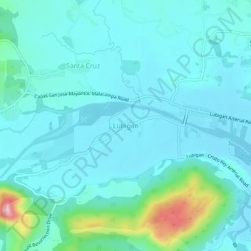 Lubigan topographic map, elevation, terrain