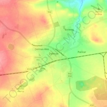 Delmas topographic map, elevation, terrain