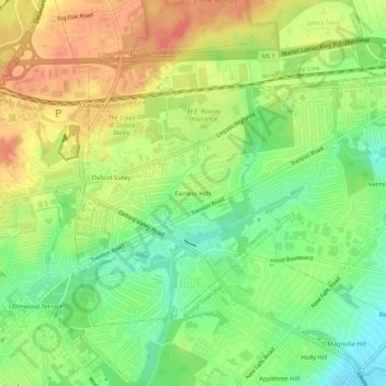 Fairless Hills topographic map, elevation, terrain