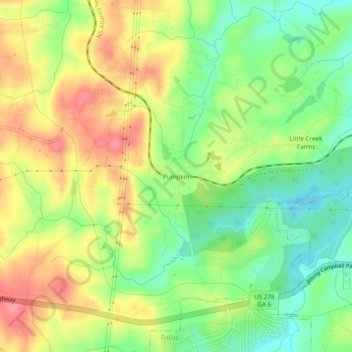 Pumpkin topographic map, elevation, terrain