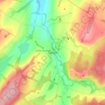 Oxnam topographic map, elevation, terrain