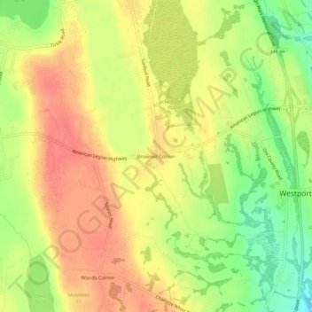 Brownell Corner topographic map, elevation, terrain