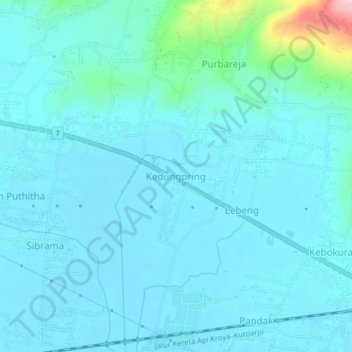 Kedungpring topographic map, elevation, terrain