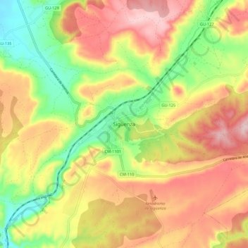 Sigüenza topographic map, elevation, terrain