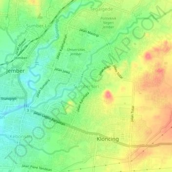 Sumbersari topographic map, elevation, terrain