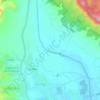 Cabanyes topographic map, elevation, terrain