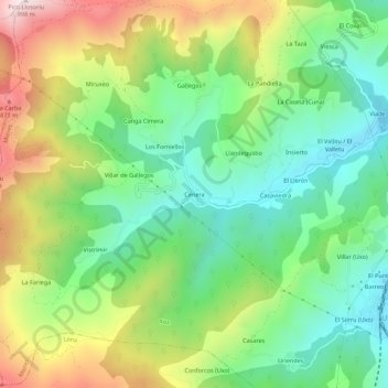 Cenera topographic map, elevation, terrain