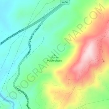 Monte Valcorchero topographic map, elevation, terrain