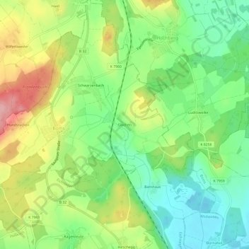 Glochen topographic map, elevation, terrain