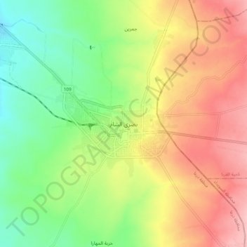 Busra topographic map, elevation, terrain