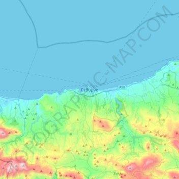 Rethymno topographic map, elevation, terrain