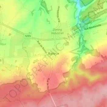 Baileux topographic map, elevation, terrain