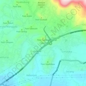 Cikole topographic map, elevation, terrain