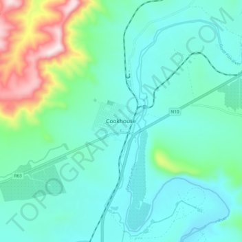 Cookhouse topographic map, elevation, terrain