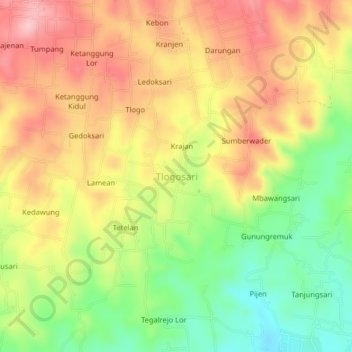 Tlogosari topographic map, elevation, terrain