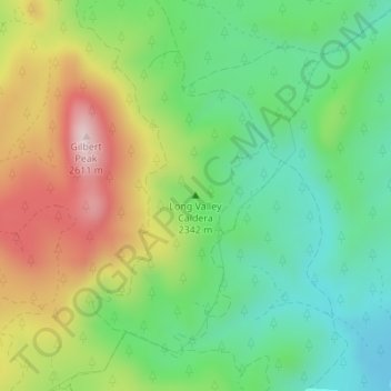 Long Valley Caldera topographic map, elevation, terrain
