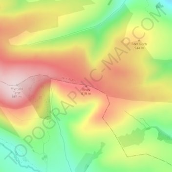 Rhos topographic map, elevation, terrain