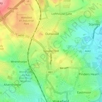 Newton Hill topographic map, elevation, terrain