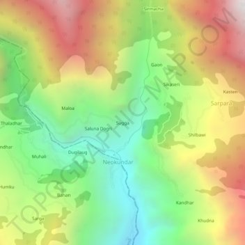 Sugga topographic map, elevation, terrain