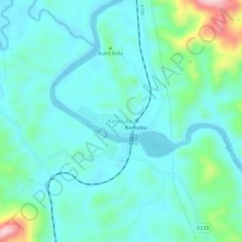 Kemubu topographic map, elevation, terrain
