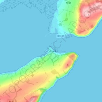 Cromarty topographic map, elevation, terrain