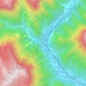 Valstagna topographic map, elevation, terrain