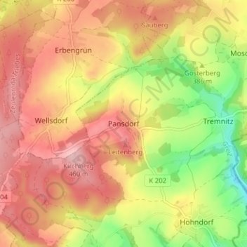 Pansdorf topographic map, elevation, terrain