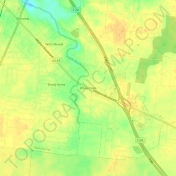 White Oaks topographic map, elevation, terrain