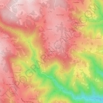 Le Devey topographic map, elevation, terrain