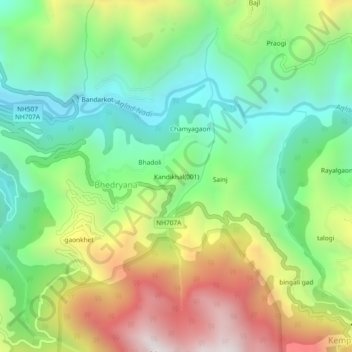 Kandikhal(001) topographic map, elevation, terrain