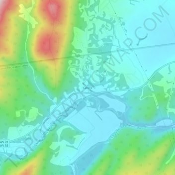 Cabins topographic map, elevation, terrain