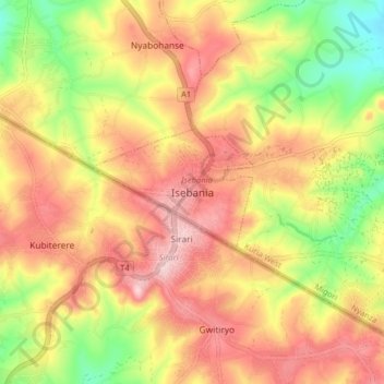 Isebania topographic map, elevation, terrain
