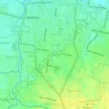 Pandean topographic map, elevation, terrain