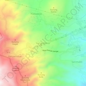 Karya Mekar topographic map, elevation, terrain
