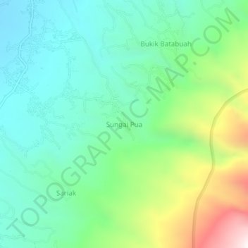 Sungai Pua topographic map, elevation, terrain