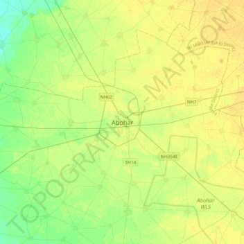 Abohar topographic map, elevation, terrain