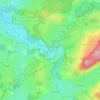 Gottrazhofen topographic map, elevation, terrain