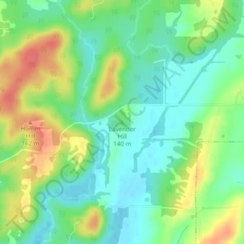 Lavender Hill topographic map, elevation, terrain