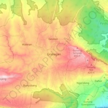 Grabagan topographic map, elevation, terrain
