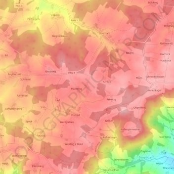 Walking topographic map, elevation, terrain