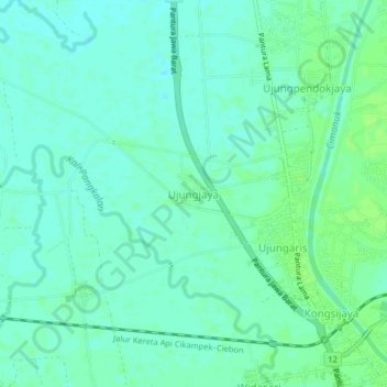 Ujungjaya topographic map, elevation, terrain