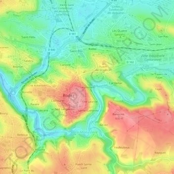 Les Besses topographic map, elevation, terrain