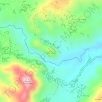 Pasir Langit topographic map, elevation, terrain
