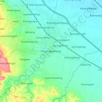 Karangwareng topographic map, elevation, terrain